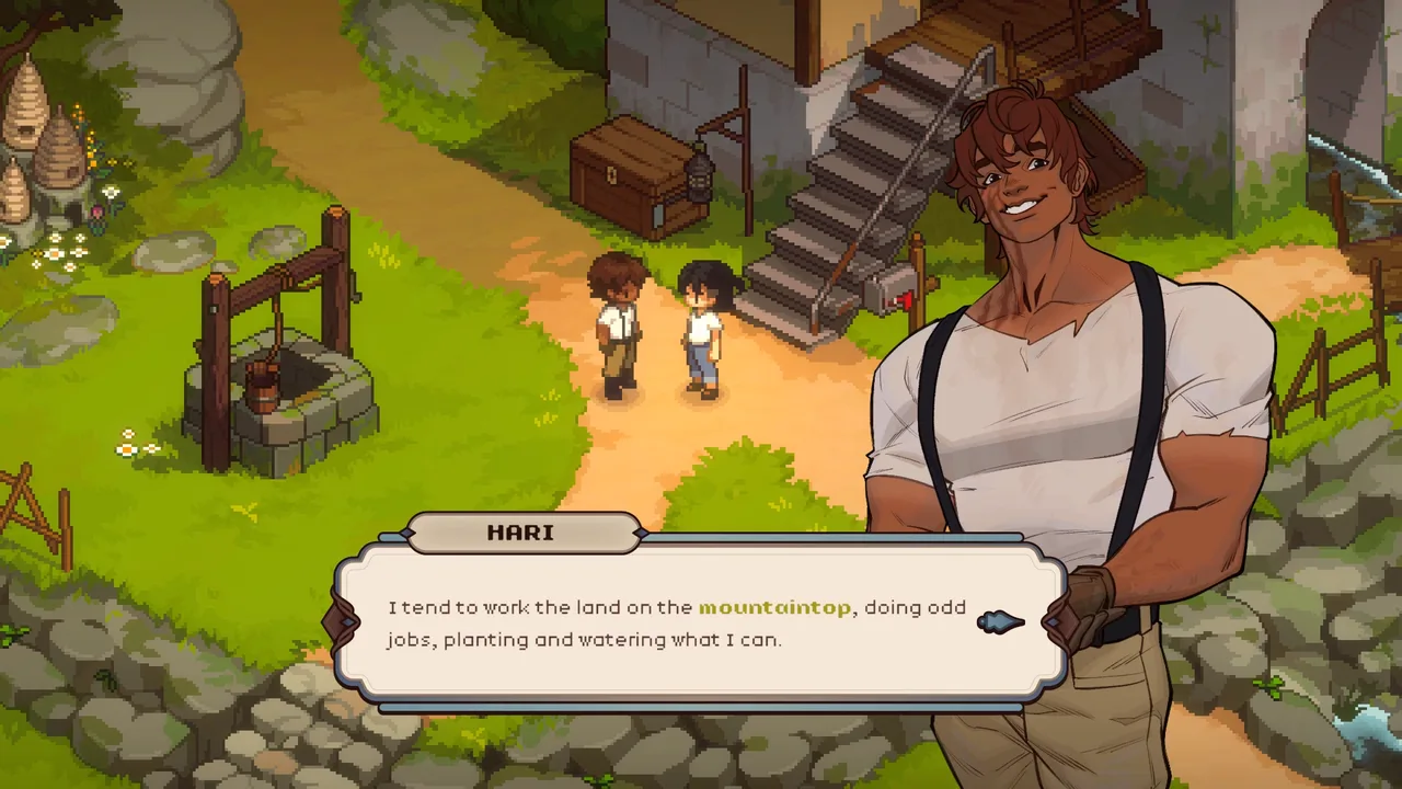 Official Grave Seasons screenshot captioned as meeting Hari.